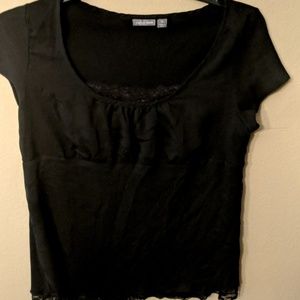 Black blouse with lace trim